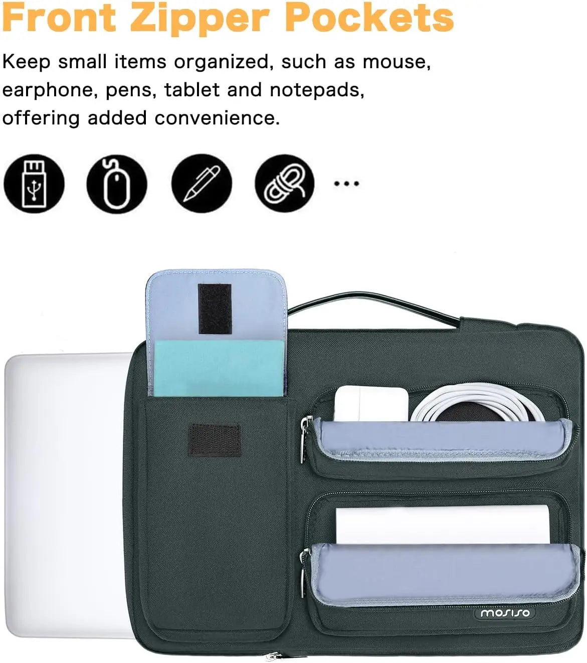 Laptop Sleeve Bag – Slim Briefcase for MacBook Air/Pro (13–16″) & Laptops, Water-Resistant Protective Case with Handle