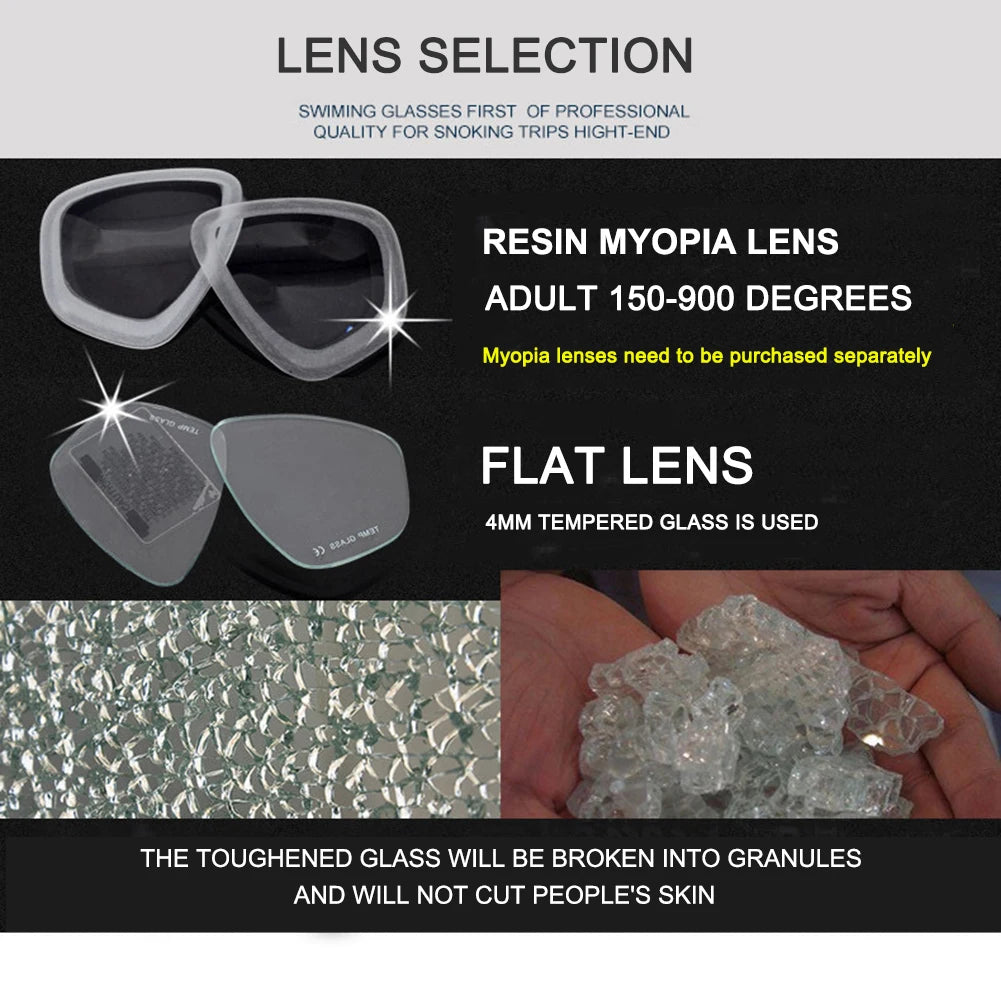 Diving Mask & Breathing Tube Set – Large Silicone Frame, Anti-Fog, UV Protection Snorkel Gear for Adults