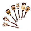 7-Piece Brown Pakkawood Utensils Set – Sturdy Eco-Friendly Wooden Spoons & Cooking Tools