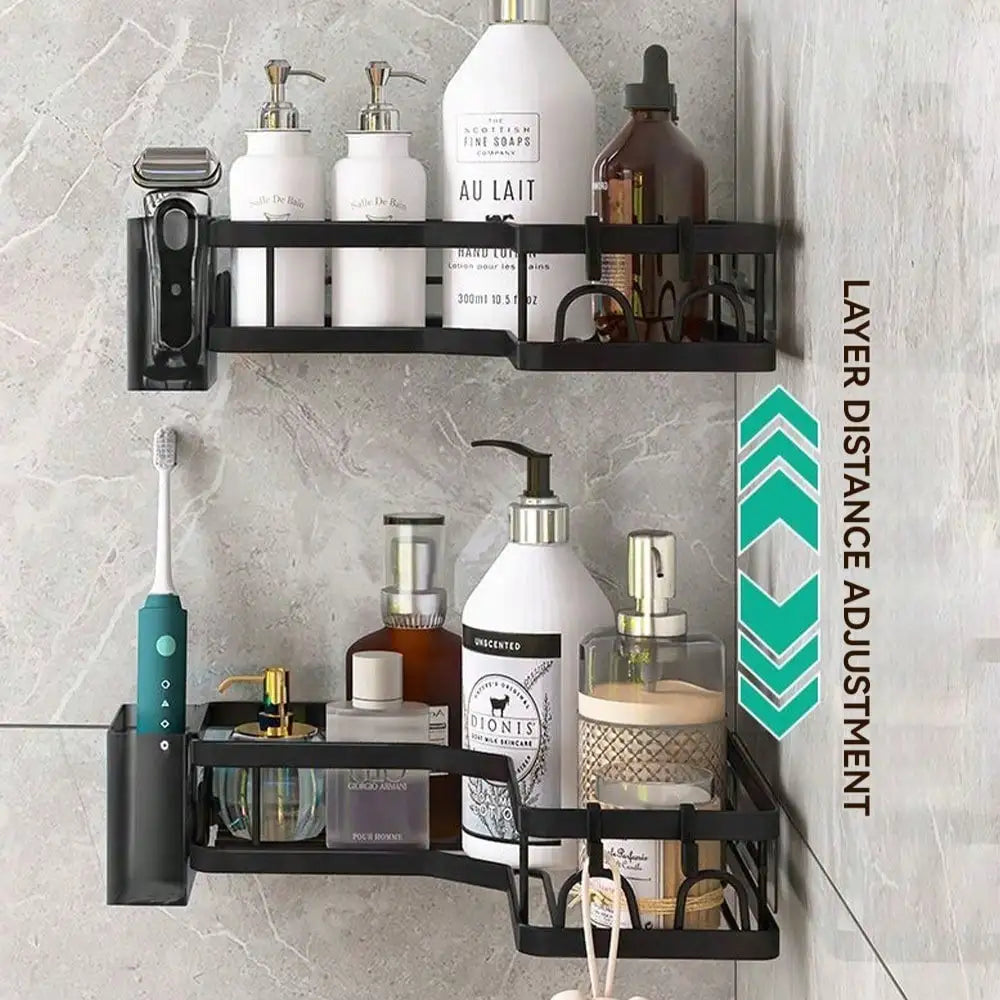 5-Piece No-Drill Shower Caddy & Shelf Set – Rustproof Stainless Bathroom Organizer