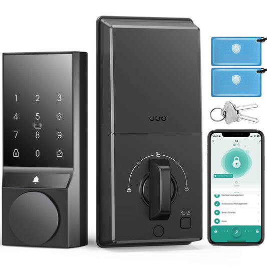Smart Door Lock with Doorbell – Keyless Bluetooth Deadbolt, Auto Lock, APP Control for Secure Front Door Access 🔒📱