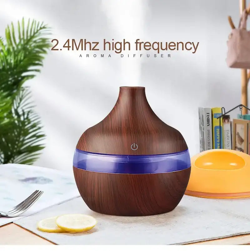 USB Cool Mist Sprayer – 300ml Portable Air Humidifier & Essential Oil Aroma Diffuser with Colorful Night Light for Home & Car