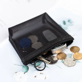 Women’s Black Small Coin Wallet – Mesh Transparent Mini Purse for Earphones, Keys, Cards & Money