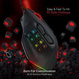 Redragon M811 Aatrox MMO Gaming Mouse – Wired RGB Optical Mouse with 15 Programmable Buttons & Ergonomic Natural Grip Design