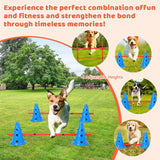 Dog Agility Hurdle Cone Set – Backyard Training Course with 12 Cones & 6 Agility Rods for Pet Exercise & Obedience