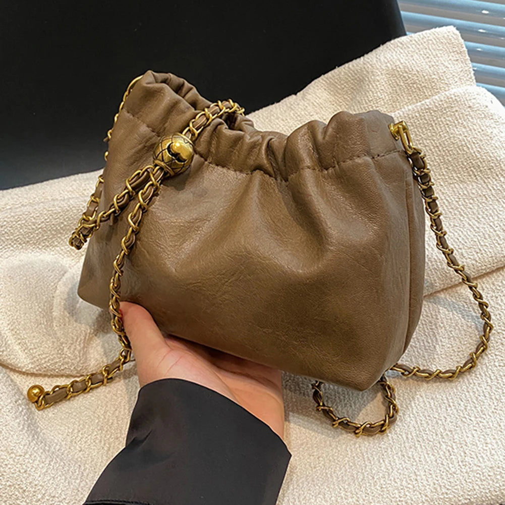 Women Chain-Strap “Cloud” Crossbody & Tote Bag – Versatile Pleated Hobo Shoulder Satchel