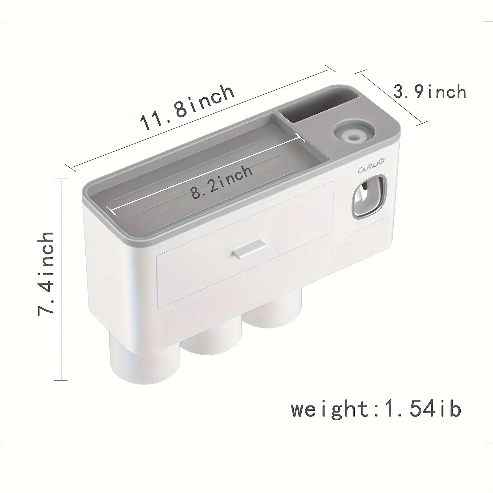 Wall-Mounted Toothbrush Holder with Toothpaste Dispenser & Cosmetic Drawer – Bathroom Organizer (White)