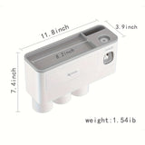 Wall-Mounted Toothbrush Holder with Toothpaste Dispenser & Cosmetic Drawer – Bathroom Organizer (White)