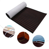 EVA Foam Faux Teak Mat – Anti-Skid Boat Deck Mat, Self-Adhesive Marine Floor Carpet 240×90cm (Black)