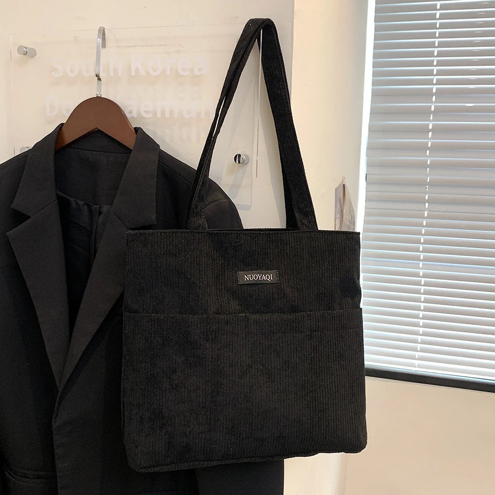 Women’s Corduroy Handbag – Large Capacity Satchel Shopping Bag (Multifunctional)