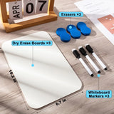 Mini Double-Sided Dry Erase Boards – 3-Pack Whiteboards with Markers & Erasers (7×10 in)