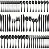 60-Piece Stainless Steel Flatware Set – Black Mirror-Polished Cutlery for Service of 12