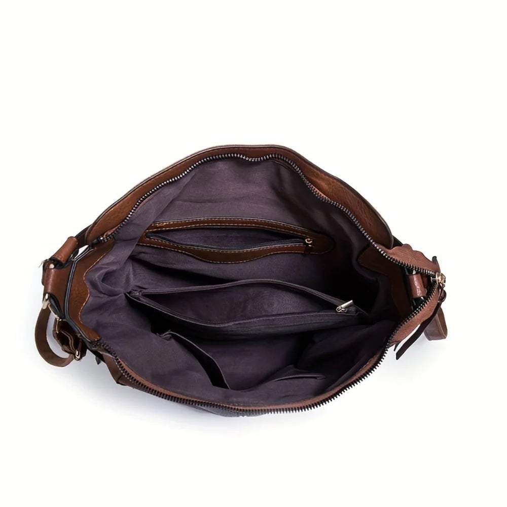 Women’s 2-Piece PU Leather Tote & Crossbody Set – Large Capacity Top-Handle Satchel + Shoulder Travel Bag