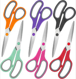 8-Inch All-Purpose Scissors 6-Pack – Sharp Comfort-Grip Scissors for Office, School, Sewing, Fabric & Craft Projects