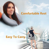 Ergonomic memory foam U-shaped travel pillow – portable airplane neck cushion for adults with winter & summer comfort