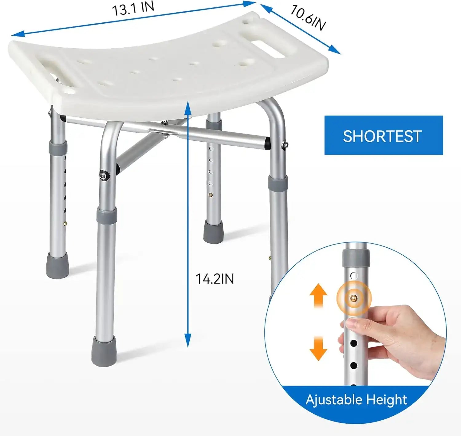 Adjustable Height Shower Bench / Chair – Slip-Resistant Legs, 350 lb Capacity (≈159 kg) 🚿🪑