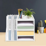 📂 Desktop File Holder Organizer – White PVC Desk File Organizer & Mail Sorter for Office, Home & School