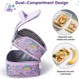 NOHOO Kids Insulated Lunch Bag – Small Reusable Purple Mermaid Print for Girls Toddlers School & Daycare