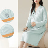 Women’s Maternity Nightdress – Long Sleeve Breastfeeding Summer Dress with Thin Fabric & Built-In Breast Pads