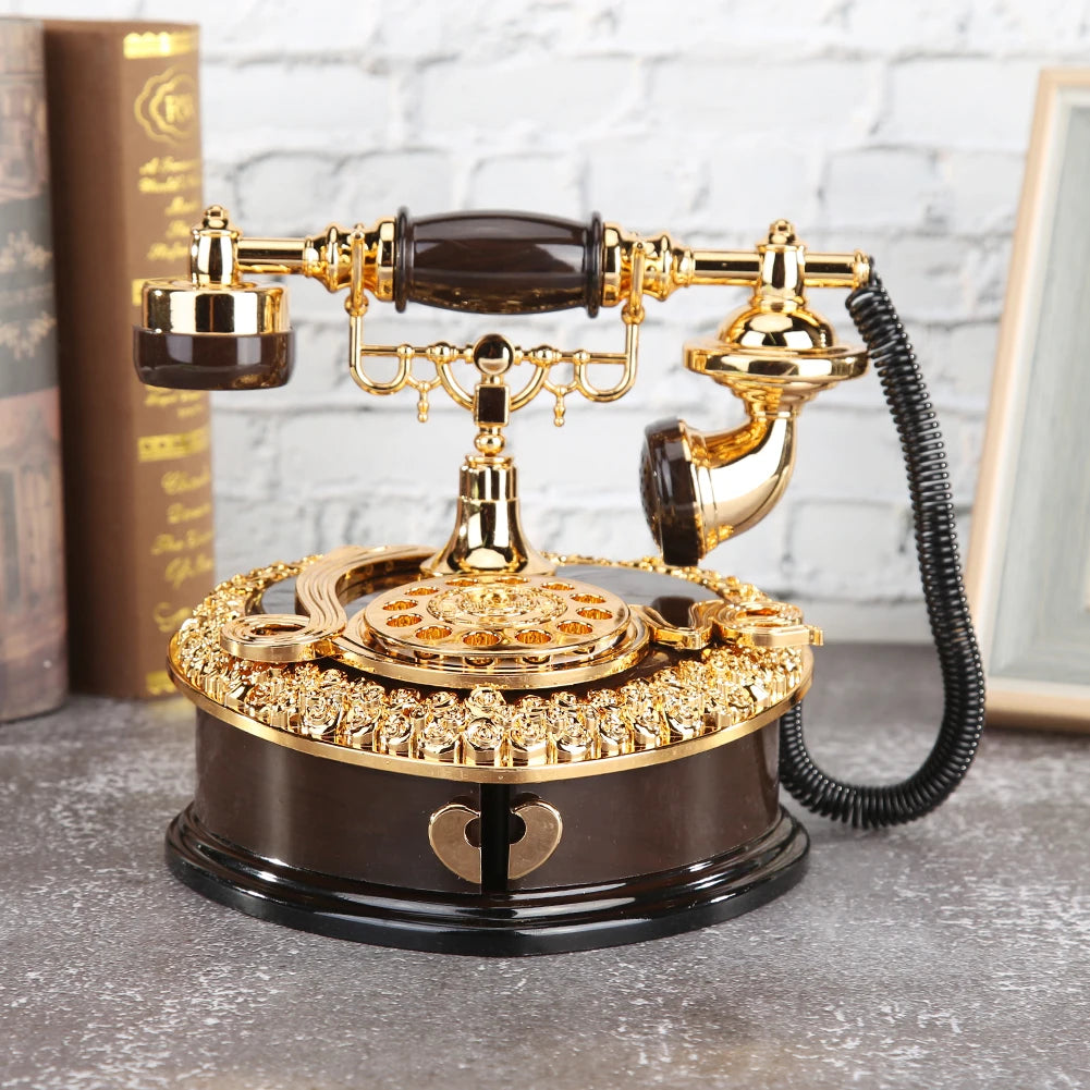 Classical European Phone-Shaped Music Box – Retro Jewelry Storage & Home Décor Ornament