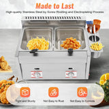 6 L × 2 Dual-Tank Commercial Gas Countertop Deep Fryer – Stainless Steel Fat Fryer for French Fries & Chicken Wings