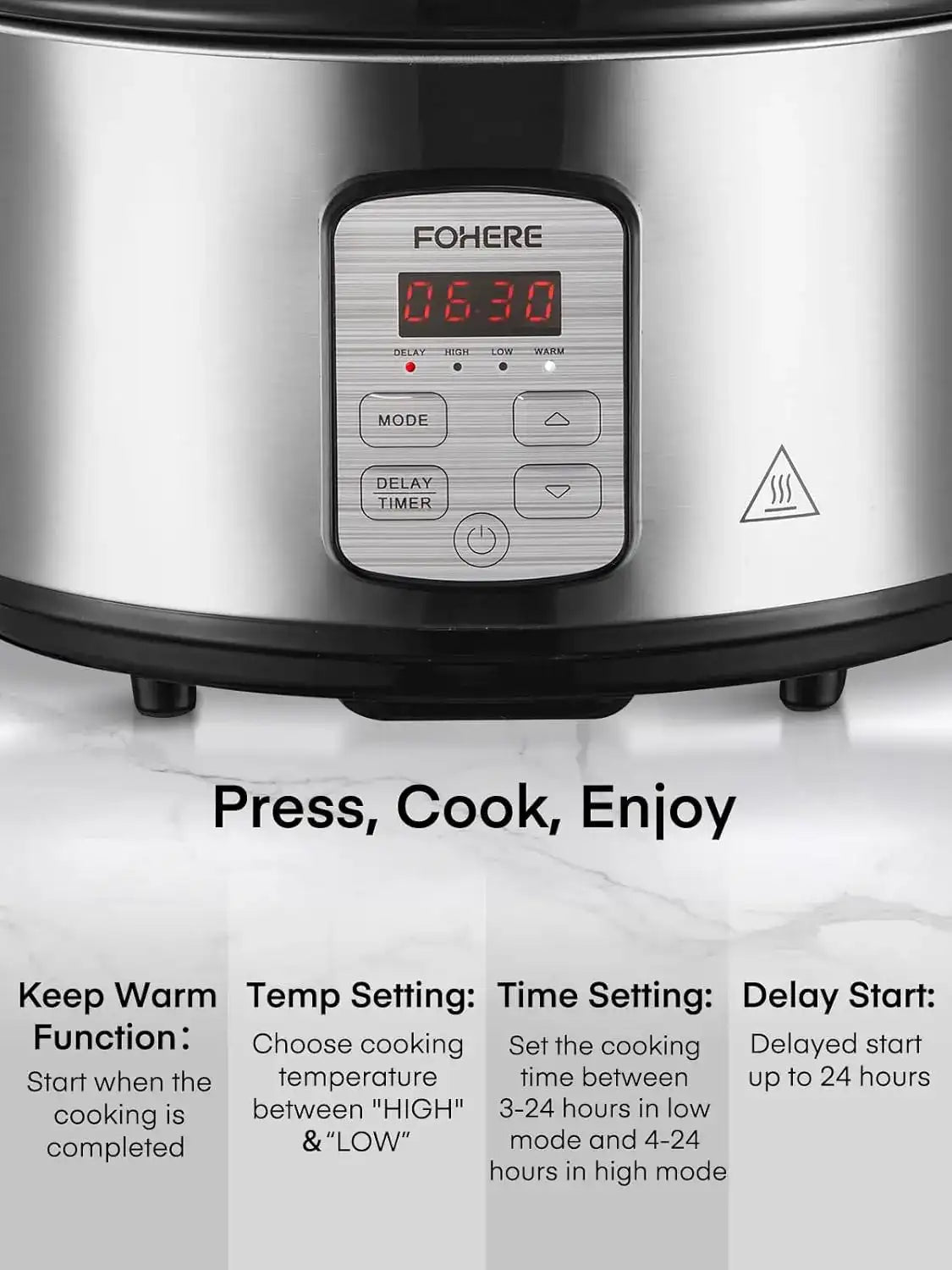 6-Quart Programmable Slow Cooker – Adjustable Temperature & Timer with Ceramic Inner Pot