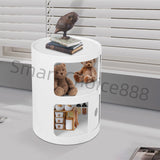 2-Tier Round Bedside Table – Large Capacity ABS Storage Nightstand for Bedroom, Office & Bathroom