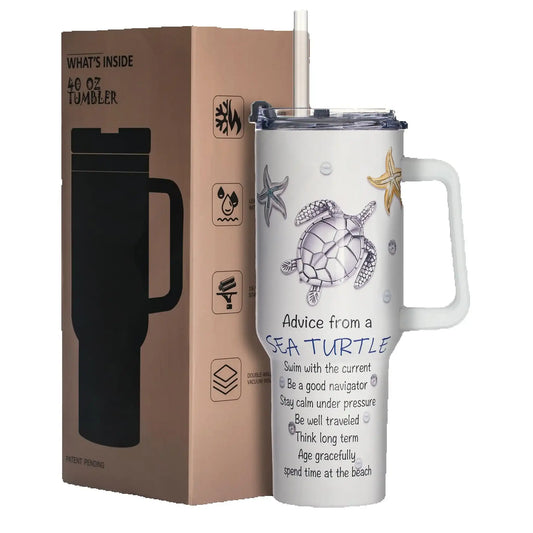 Sea Turtle 40 oz Stainless Steel Insulated Tumbler – Wide Mouth, Splash-Resistant Lid & Eco Friendly Gift for Her