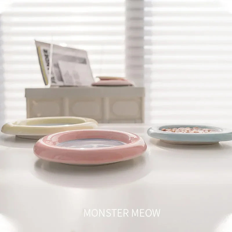 Cute Cartoon Ceramic Cat & Dog Bowl – Durable Food & Water Dish for Pets