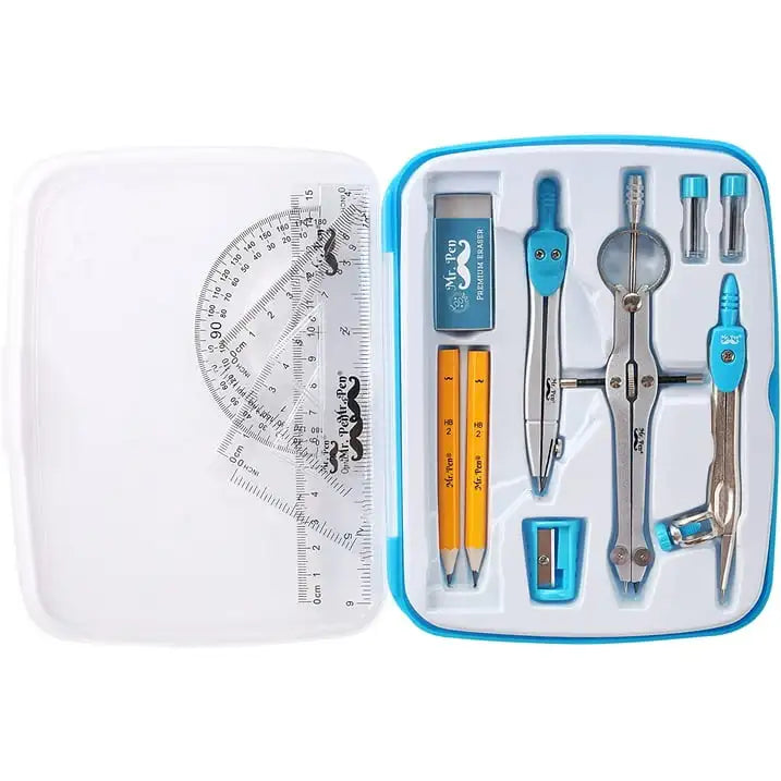 Mr. Pen® 13-Piece Geometry Set 📐 | Shatterproof Case + Precision Drawing Tools | School & Exam Essential