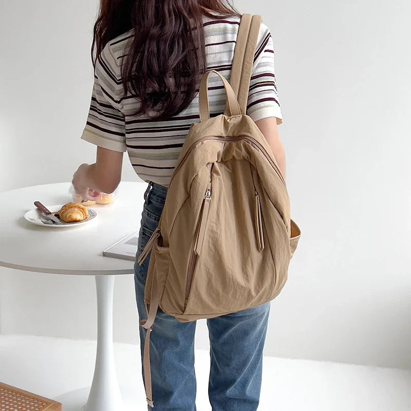 Large Capacity Women’s Backpack – Lightweight & Stylish College Bag Fits A4 Paper, Travel & Daily Use 🎒✨