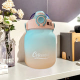 1000 ml Gradient Colour Reusable Water Bottle – Handle & Carry Strap, Leak-Proof Plastic Cup for Men & Women