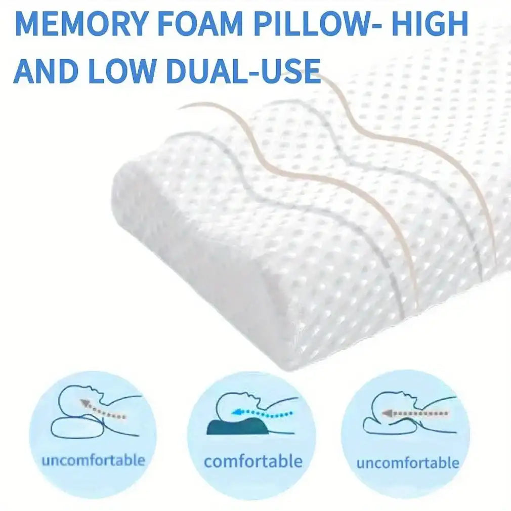 Height-Adjustable Memory Foam Pillow for All Sleep Positions – Medical-Grade Cervical Support