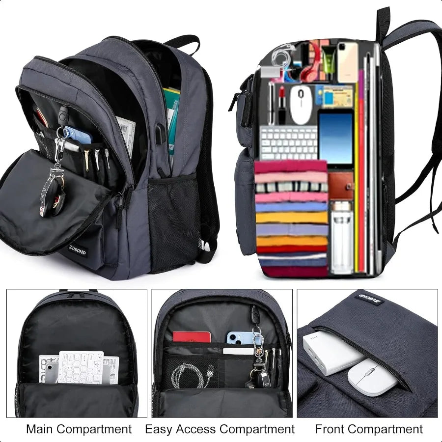 Unisex 15.6" Laptop Backpack – School Bookbag for Teen Boys & Girls | USB Charging Student Daypack