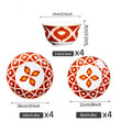 12-Piece Porcelain Dinnerware Set – “Red Flame” Pattern Ceramics Tableware with Bowls, Soup Plates & Fruit Plates