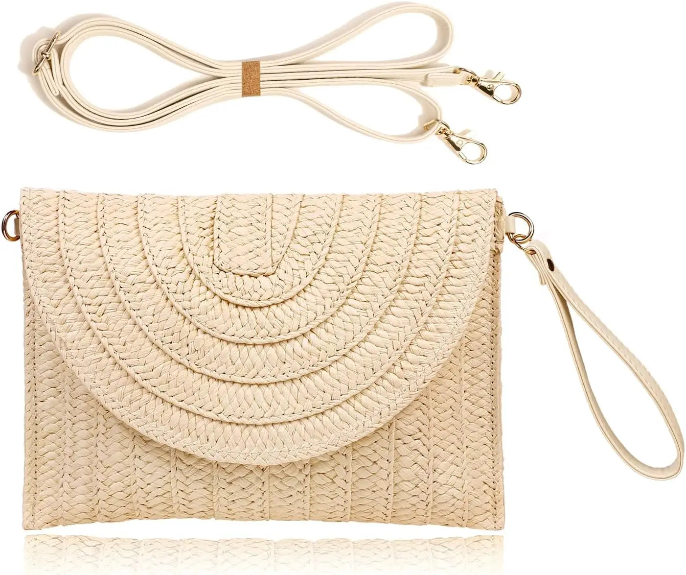 Women’s Woven Straw Envelope Clutch – Summer Beach Handbag & Casual Boho Purse for Vacations and Daily Use