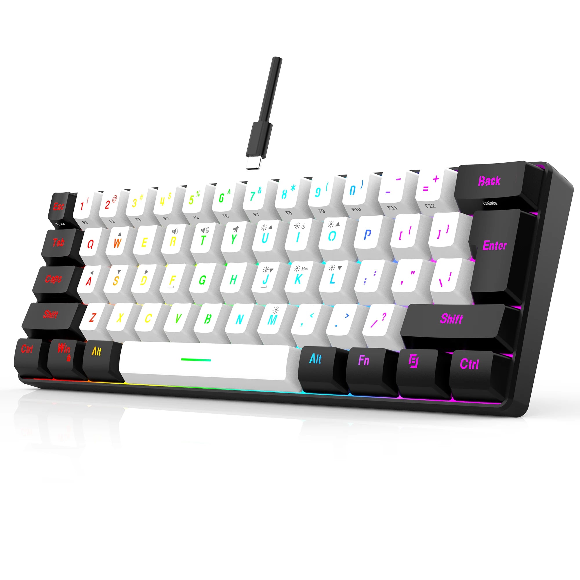 60% Wired Gaming Keyboard – Ultra-Small RGB Backlit Portable Waterproof Computer & Mac Keyboard