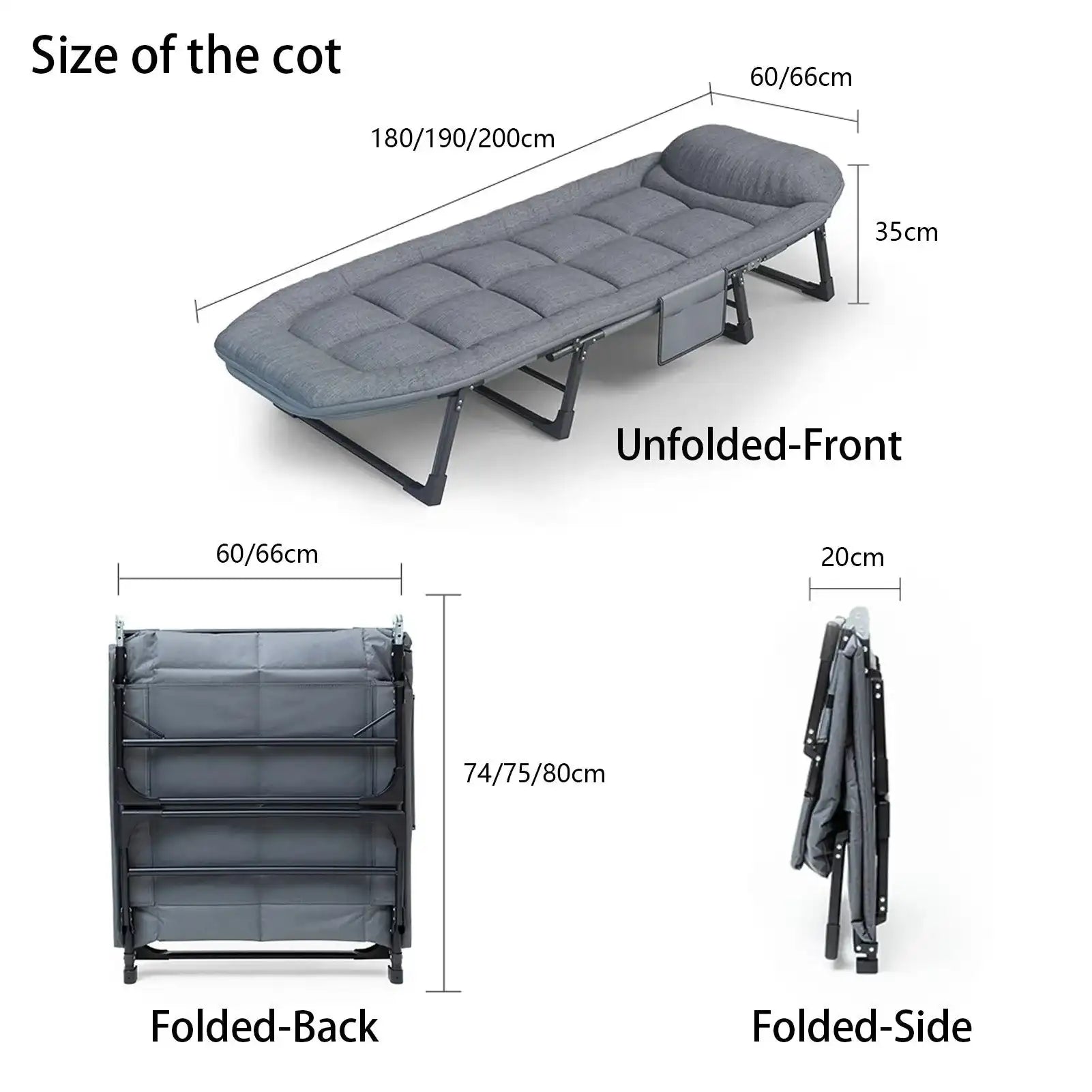 Niceway 6 Adjustable Positions Camping Cot with Mattress & Pillow for Adults 550LBS Heavy Duty Sleeping Cot Outdoor Folding Bed - PulinGO