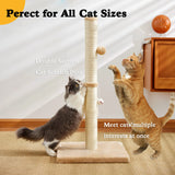 32" Tall Cat Scratching Post – Large Sisal Rope Scratcher with Dual Hanging Balls, Durable Post for Adult Indoor Cats