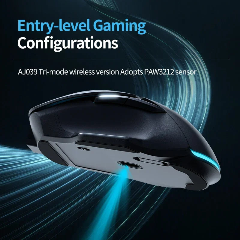 AJAZZ AJ039 RGB Gaming Mouse – Tri-Mode 2.4G/Wired/Bluetooth Ergonomic Mouse with 7,200 DPI & RGB Lighting