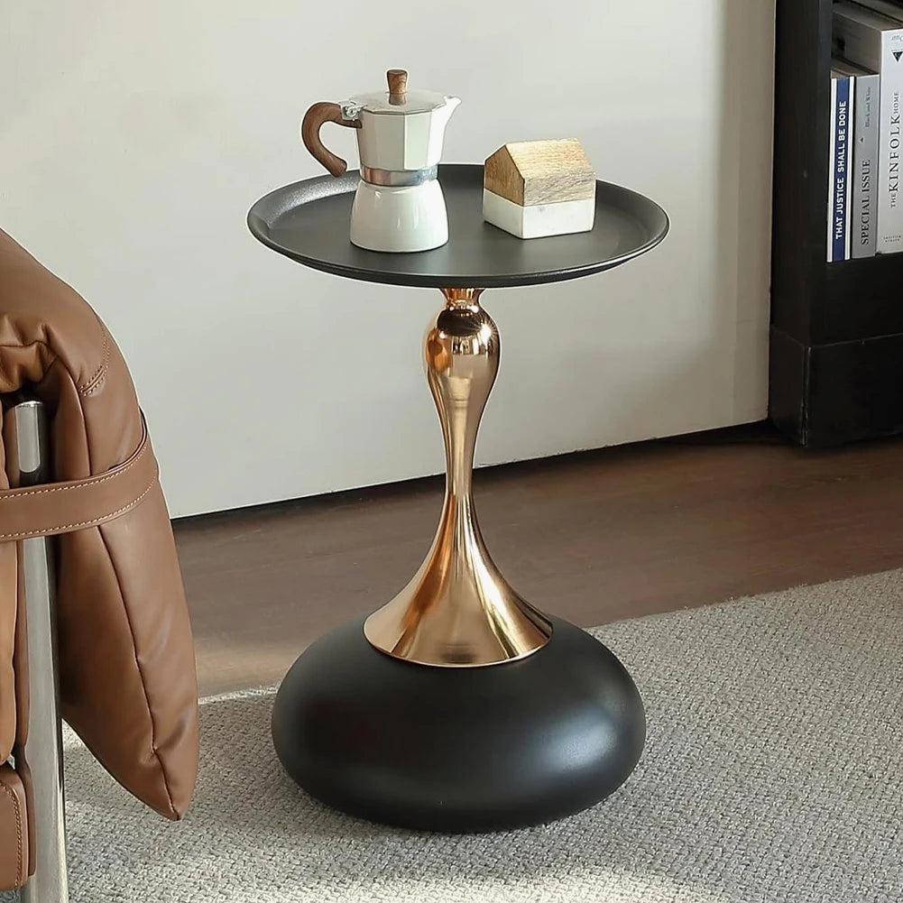 Round Black Coffee Table – Large Capacity Movable Tea Table for Living Room Decoration & Modern Furniture ☕🖤