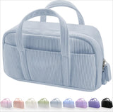 Large Soft Corduroy Zip Pencil Case – 6-Compartment Aesthetic Organizer (Purple)
