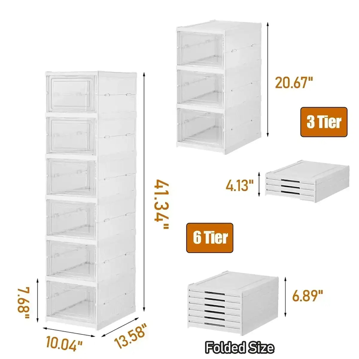 6-Layer Foldable Transparent Shoe Storage Organizer – Stackable Dustproof Sneaker Box Cabinet for High-Tops & Everyday Shoes