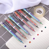 6-in-1 Multicolor Ballpoint Pens – 0.5 mm Retractable Pens with 6 Colors, Transparent Barrel (6-Pack)