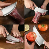 All-Steel Boning Knife with Leather Sheath – Professional Grade Fixed Blade Meat Cleaver for Outdoor Barbecues & Butchering