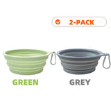 2-Pack Collapsible Pet Silicone Bowls – Portable Folding Food & Water Dishes with Carabiner for Dogs & Cats, Camping & Travel