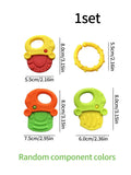 Fruit-Shaped Baby Teether Rattle Set – Random Colors, Educational Sensory Toys for Teething Relief & Early Development