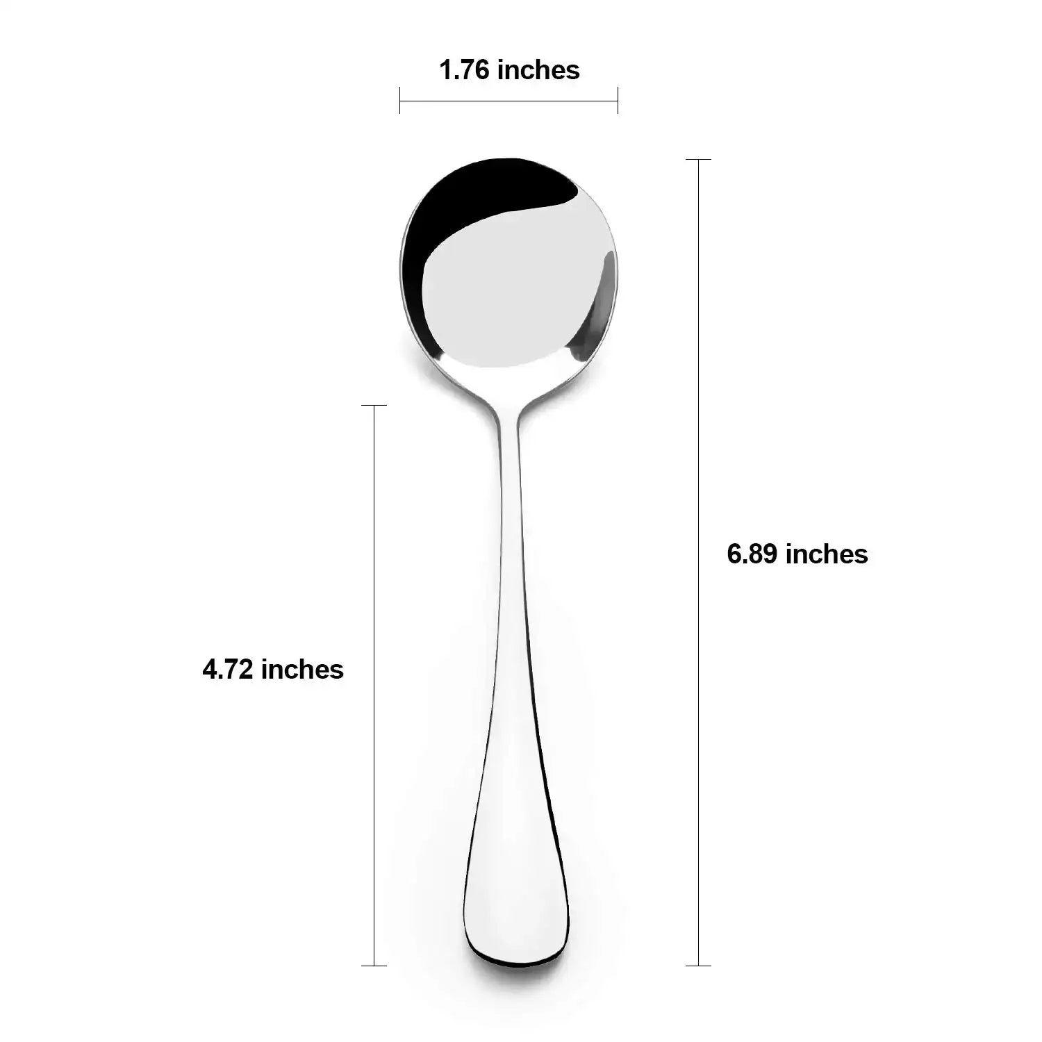 Heavy-Weight Round Stainless Steel Soup Spoons – Set of 8 Bouillon Spoons, DishwasherSafe