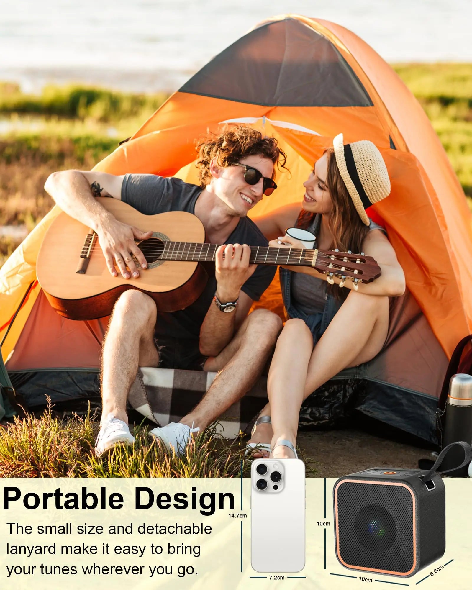 Portable Bluetooth Speaker with Dynamic RGB Lights – 10 H Playtime, HD Sound for Outdoor & Travel