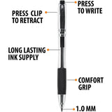 Retractable Ballpoint Pen Set – 1.0mm Midpoint Bulk Pack (50-Count) with Comfortable Grip – Black Ink ✒️🖤